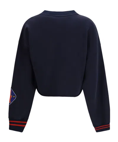 Off-white Royal Patch Crop Sweatshirt In Blue