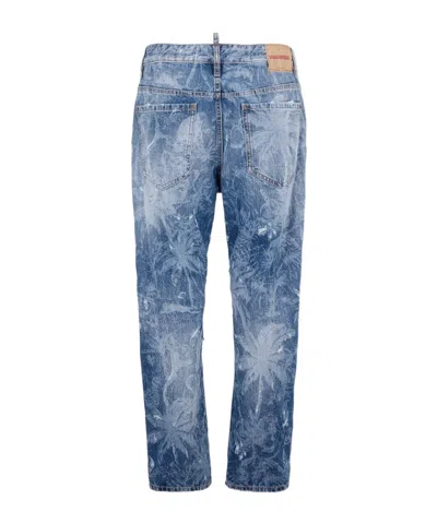 Dsquared2 Distressed Printed Jeans In Blue