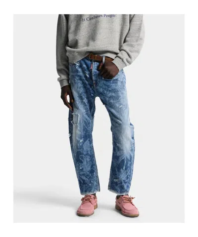 Dsquared2 Distressed Printed Jeans In Blue