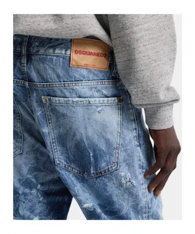 Dsquared2 Distressed Printed Jeans In Blue