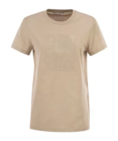 Max Mara Maxmara Mxmgiovane T Shirt With Monogram Logo In Brown