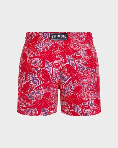 Vilebrequin Moorea Hypnoptocus Print Swim Shorts In Red