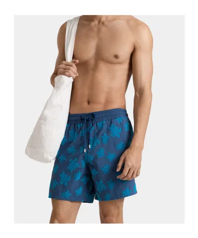 Vilebrequin Moorea Straight-leg Mid-length Printed Recycled Swim Shorts In Blue