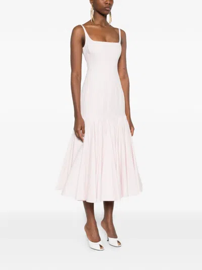 Jacquemus Agave Flared Midi Dress With Square Neckline In Pink
