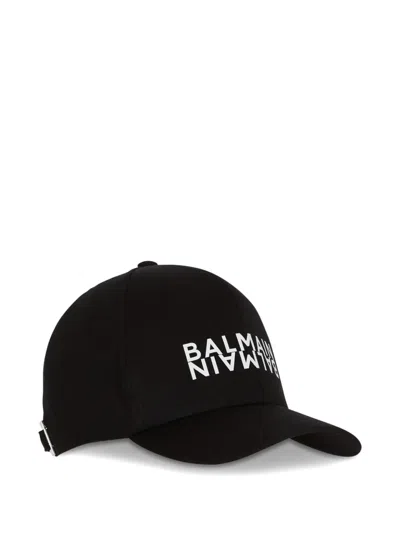 Balmain Man Hat Black Size Onesize Cotton In Pink