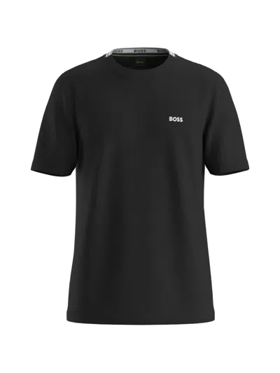 Hugo Boss Tee Mens Stretch Cotton T-shirt With Contrast Logo Nos In Black