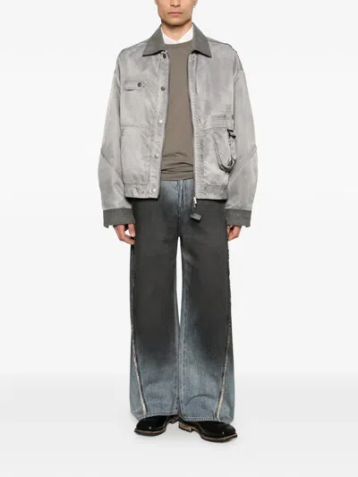 Feng Chen Wang Button-detail Bomber Jacket In Gray