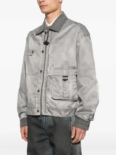 Feng Chen Wang Button-detail Bomber Jacket In Gray