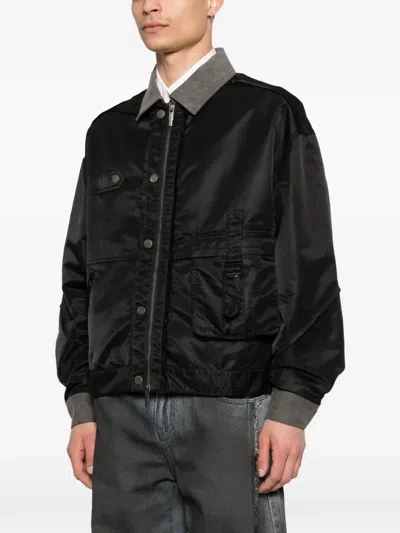 Feng Chen Wang Button-details Bomber Jacket In Black