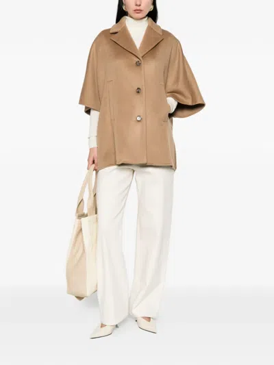 Max Mara Mxagocce Buttoned Coat In Brown