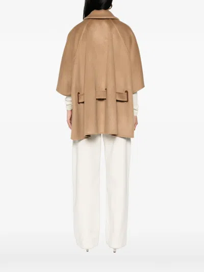 Max Mara Mxagocce Buttoned Coat In Brown