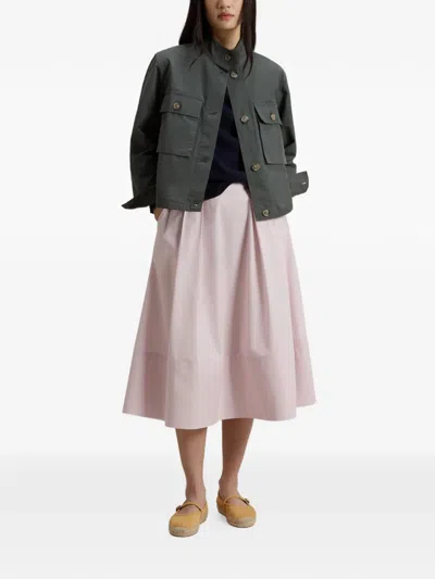 Woolrich Canvas Utility Overshirt Stand Collar Pockets In Pink