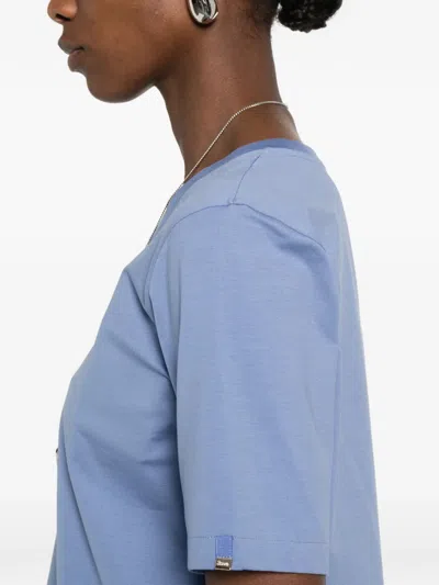 Herno Rounded-hem Crew Neck T-shirt In Blue