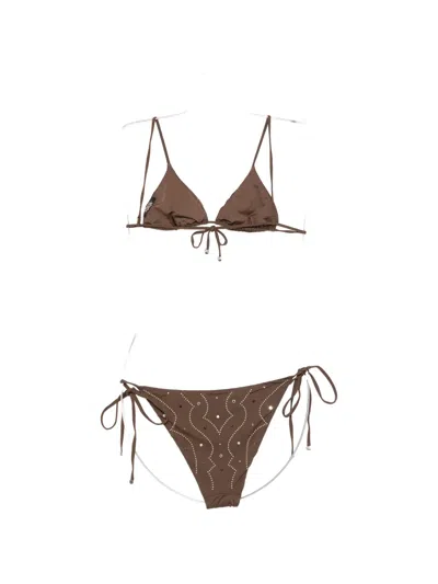 Venuja Triangle-cup Bikini In Brown