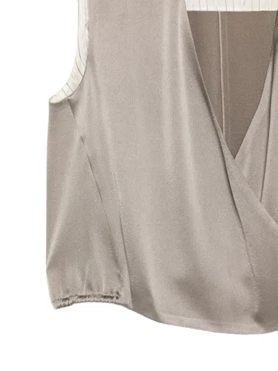 Alysi Satin Top In Gray