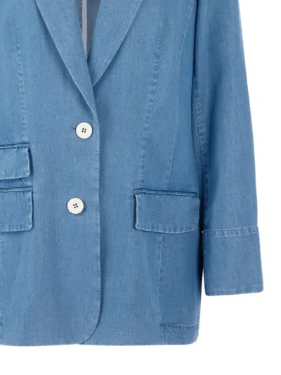 Marccain Pocket Button Oversized Blazer In Blue