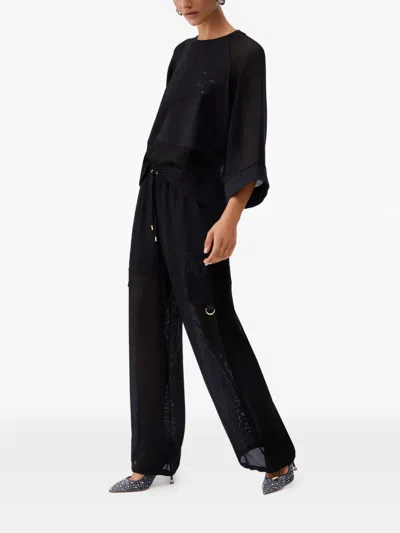 Liu •jo Sheer Cargo Pants In Black