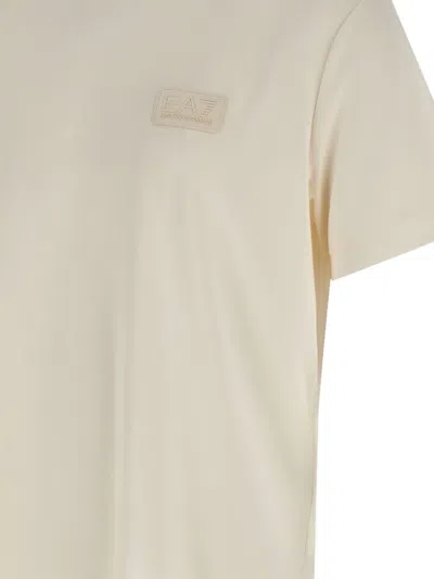 Ea7 Logo-print Crew-neck T-shirt In Neutral