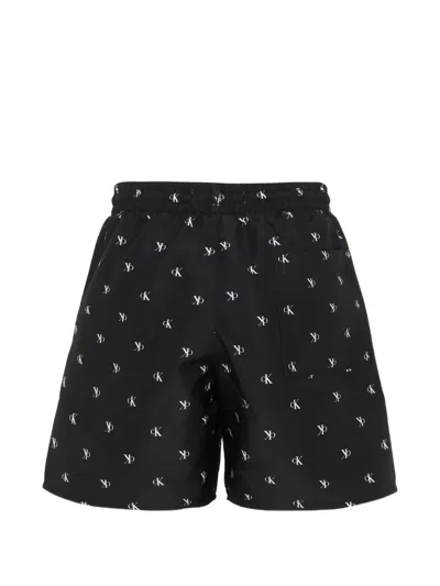 Calvin Klein Pattern Drawstring Boxer Shorts In Black