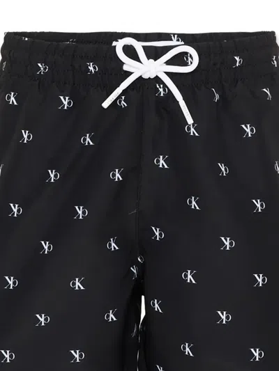 Calvin Klein Pattern Drawstring Boxer Shorts In Black