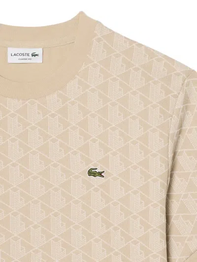 Lacoste Jacquard-monogram T-shirt In Neutral