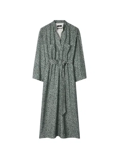 Ps By Paul Smith Animal-print Belted Dress In Green