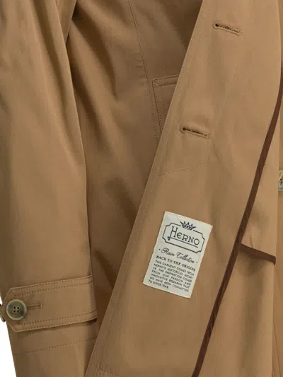 Herno Button-up Coat In Brown