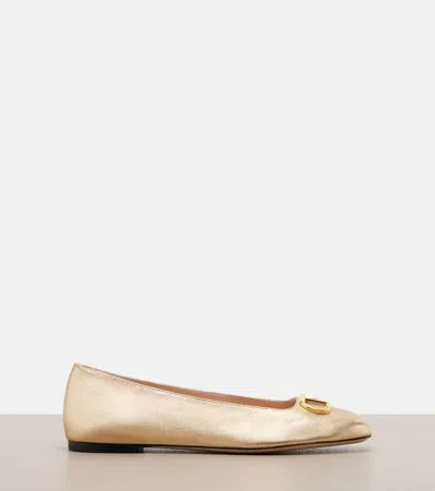 Valentino Garavani Vlogo Signature Ballerinas In Laminated Nappa Leather In Gold