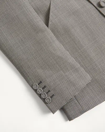 Valentino Single-breasted Wool Jacket With Houndstooth Pattern In Gray