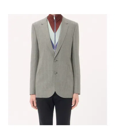 Valentino Single-breasted Wool Jacket With Houndstooth Pattern In Gray