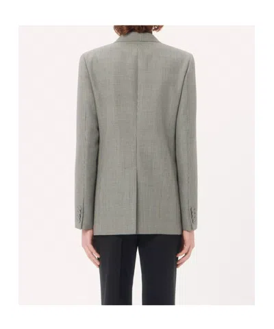 Valentino Single-breasted Wool Jacket With Houndstooth Pattern In Gray