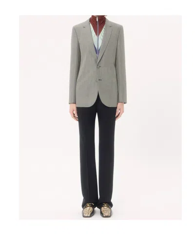Valentino Single-breasted Wool Jacket With Houndstooth Pattern In Gray