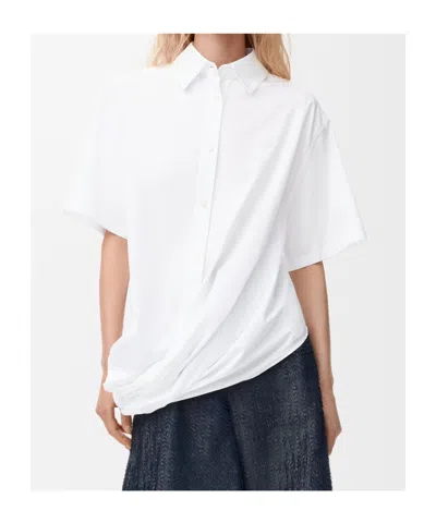 Loewe Logo-embroidered Cotton-poplin Shirt In White