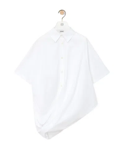 Loewe Logo-embroidered Cotton-poplin Shirt In White