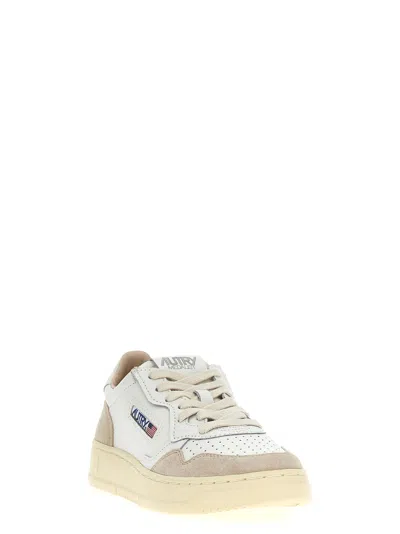 Autry Low-top Sneakers With Hybrid Leather Design And Metallic Accent In Multi