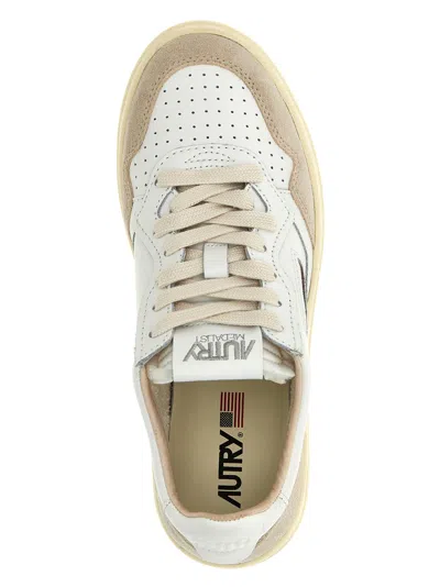 Autry Low-top Sneakers With Hybrid Leather Design And Metallic Accent In Multi