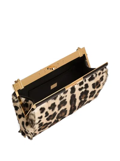 Dolce & Gabbana Marlene Leopard Print Goatskin Shoulder Bag In Neutral