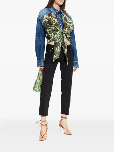 Dsquared2 Teddy Silver-tone Button Jeans In Black