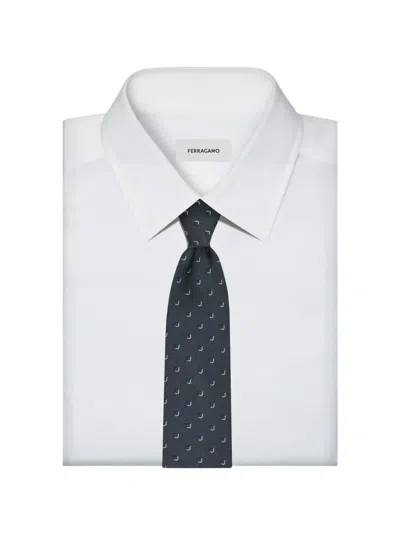 Ferragamo Patterned Tie In Blue
