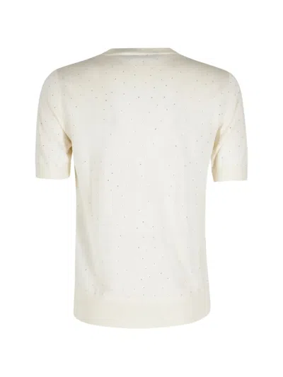Seventy Ivory Polka-dot Short-sleeve Viscose Knit Top In Neutral