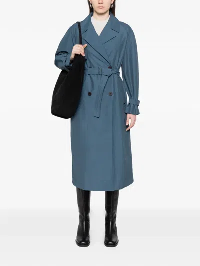 Alphatauri Belted Double-breasted Coat In Blue