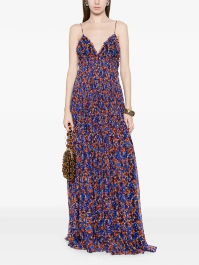 Ulla Johnson Atrani Floral Silk Chiffon Maxi Dress In Purple