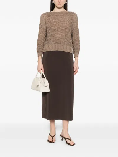 Base Cotton Blend Sweater In Brown