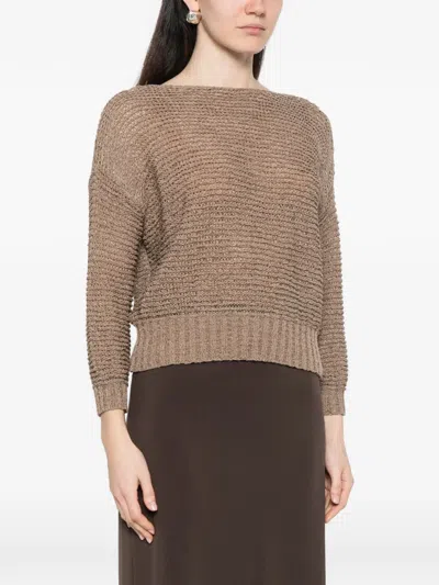 Base Cotton Blend Sweater In Brown