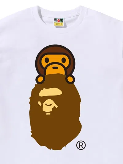 A Bathing Ape Monkey Graphic T-shirt In Brown