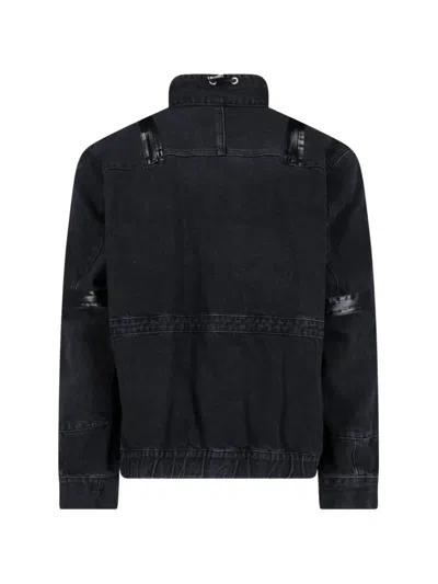 Sacai High Collar Jacket Adjustable Drawstring Front Pockets In Black