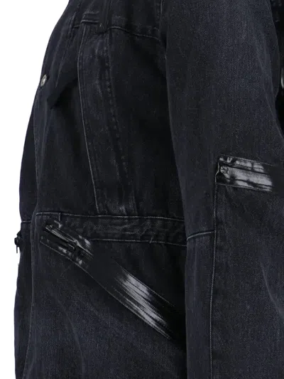 Sacai High Collar Jacket Adjustable Drawstring Front Pockets In Black