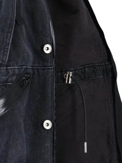 Sacai High Collar Jacket Adjustable Drawstring Front Pockets In Black