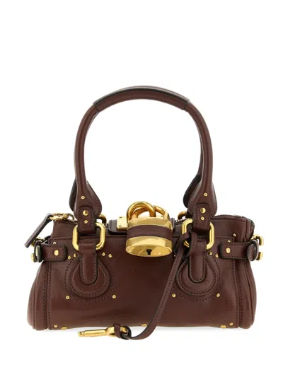 Chloé Paddington Brown Shoulder Bag With Oversized Padlock And C-shaped Buckles In Grainy Leather Woman In Brown