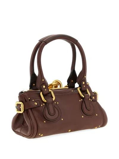 Chloé Paddington Brown Shoulder Bag With Oversized Padlock And C-shaped Buckles In Grainy Leather Woman In Brown